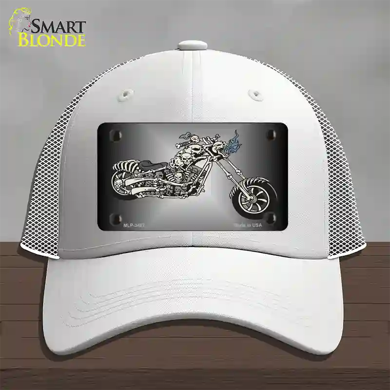 Chopper Skull Novelty License Plate Hat Mesh / White