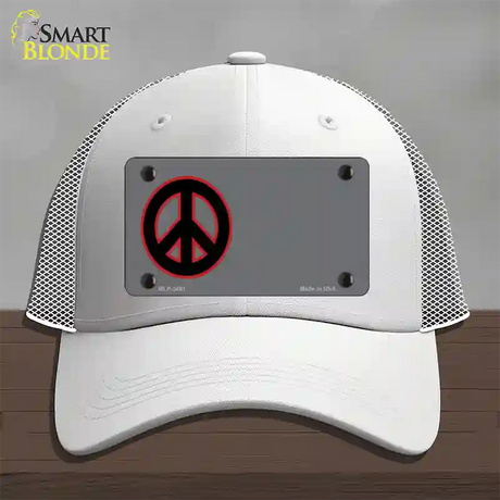 Peace Symbol Offset Novelty License Plate Hat Mesh / White