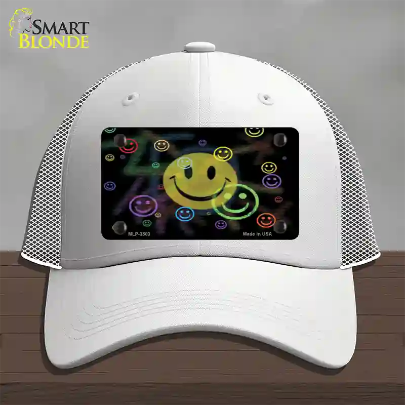 Smiley Novelty License Plate Hat Mesh / White