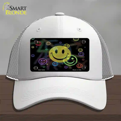 Smiley Novelty License Plate Hat Mesh / White