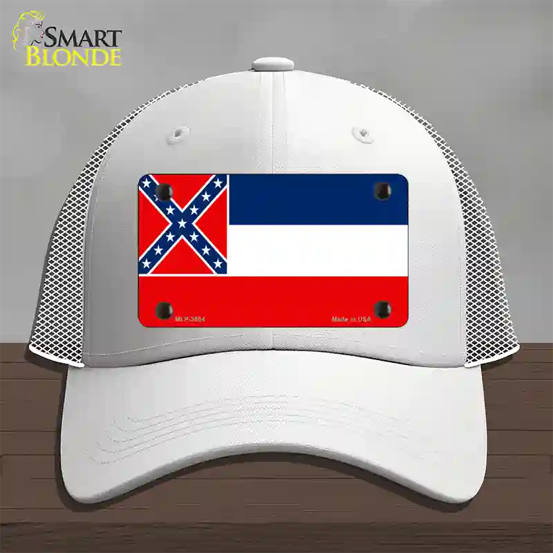 Mississippi Flag Novelty License Plate Hat Mesh / White