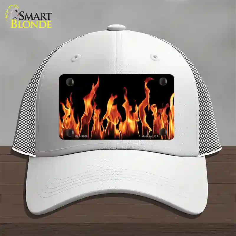 Flames Customizable Novelty License Plate Hat Mesh / White