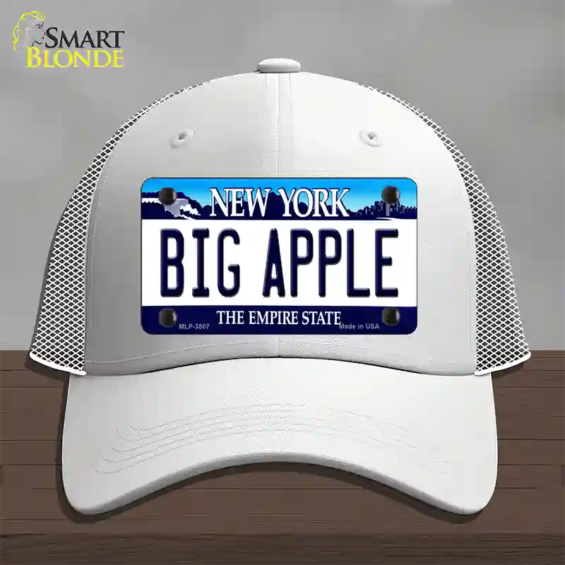 Big Apple New York Novelty License Plate Hat Mesh / White