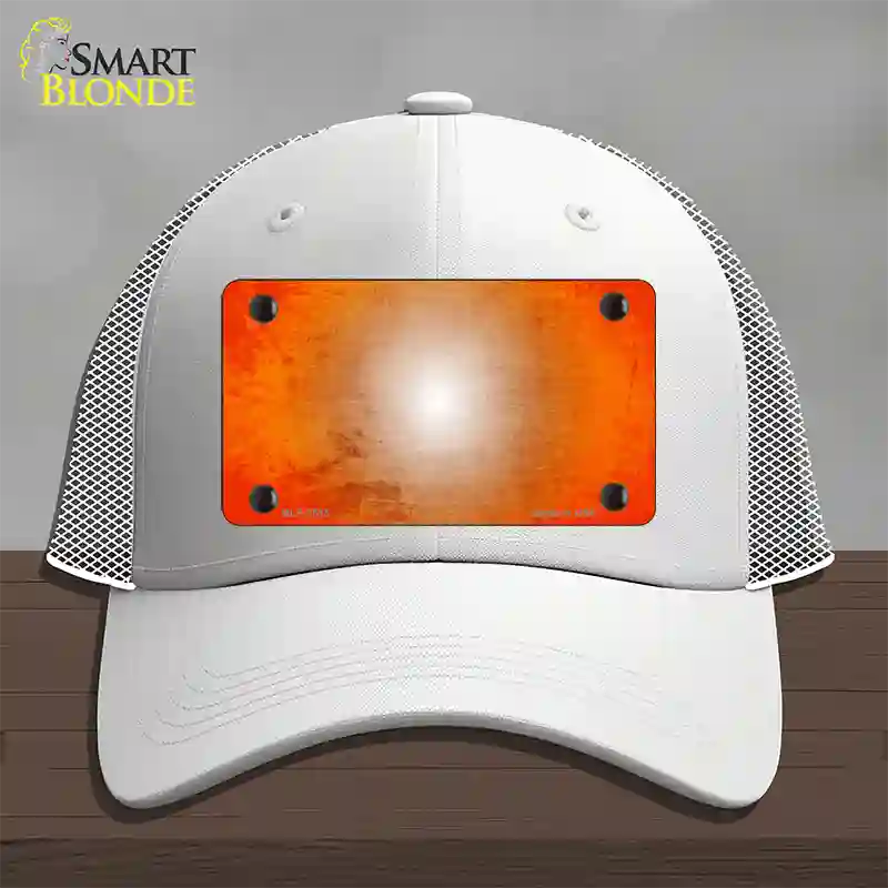 Orange White Fade Scratched Novelty License Plate Hat Mesh / White