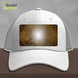 Brown White Fade Scratched Novelty License Plate Hat Mesh / White