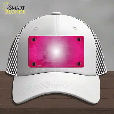 Pink White Fade Scratched Novelty License Plate Hat Mesh / White