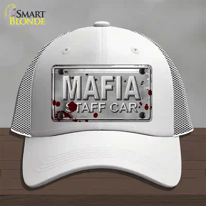 Mafia Staff Car Novelty License Plate Hat Mesh / White