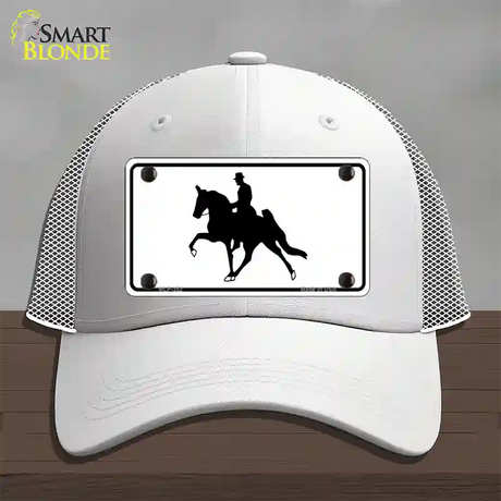 Horse With Rider Novelty License Plate Hat Mesh / White