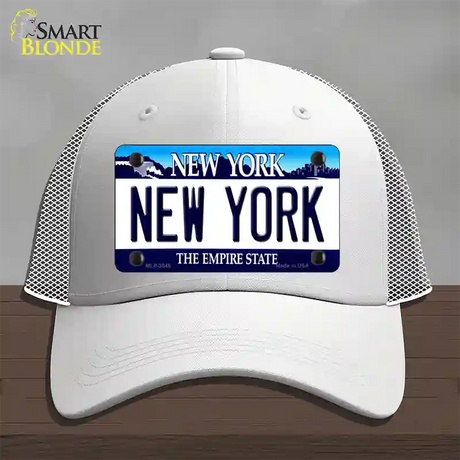 New York State Novelty License Plate Hat Mesh / White