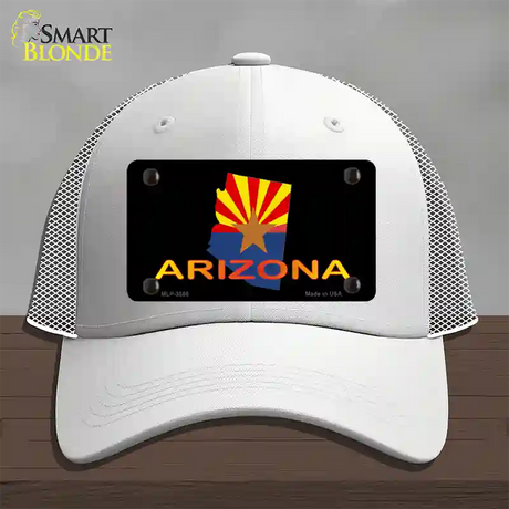 Arizona Flag Filled State Outline Novelty License Plate Hat Mesh / White