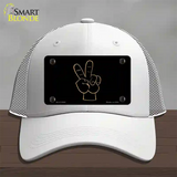 Peace Fingers Novelty License Plate Hat Mesh / White