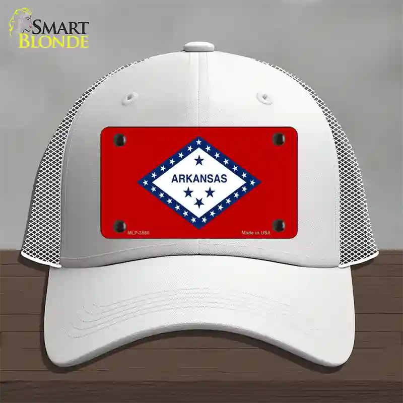 Arkansas State Flag Novelty License Plate Hat Mesh / White