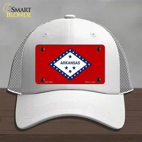 Arkansas State Flag Novelty License Plate Hat Mesh / White