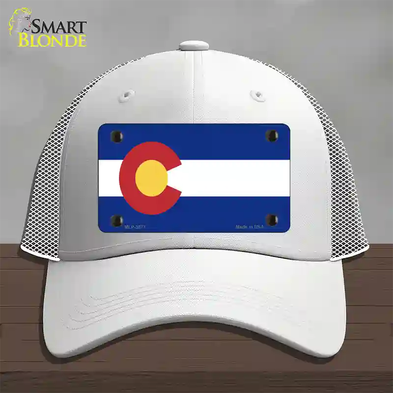 Colorado State Flag Novelty License Plate Hat Mesh / White