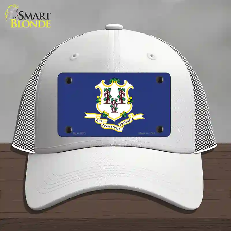 Connecticut State Flag Novelty License Plate Hat Mesh / White