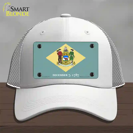 Delaware State Flag Novelty License Plate Hat Mesh / White