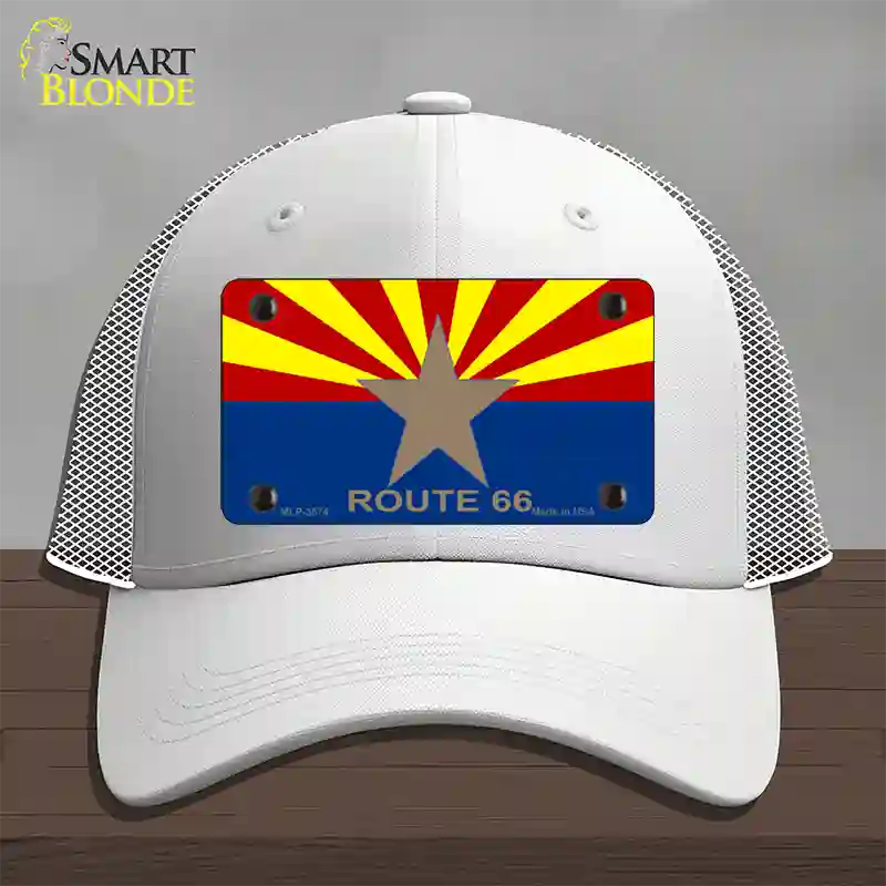 Arizona Flag with Route 66 Novelty License Plate Hat Mesh / White