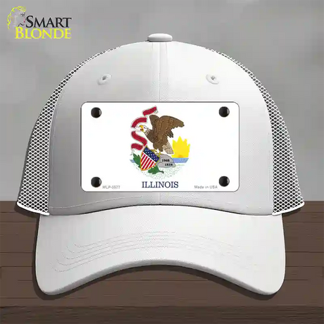 Illinois State Flag Novelty License Plate Hat Mesh / White