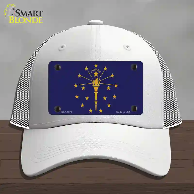 Indiana State Flag Novelty License Plate Hat Mesh / White