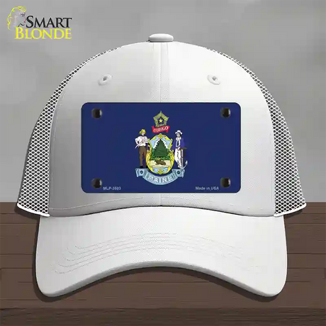 Maine State Flag Novelty License Plate Hat Mesh / White