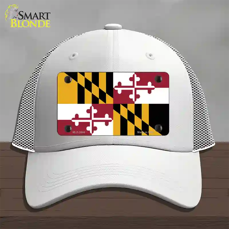 Maryland State Flag Novelty License Plate Hat Mesh / White