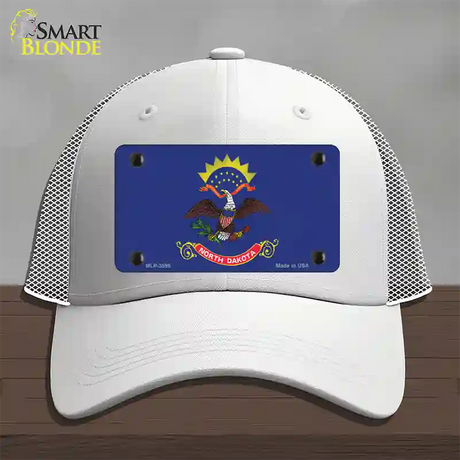 North Dakota State Flag Novelty License Plate Hat Mesh / White