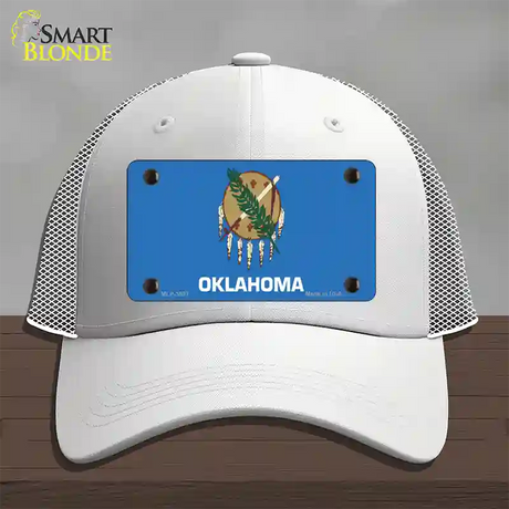 Oklahoma State Flag Novelty License Plate Hat Mesh / White