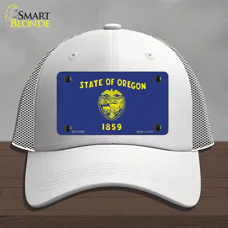 Oregon State Flag Novelty License Plate Hat Mesh / White