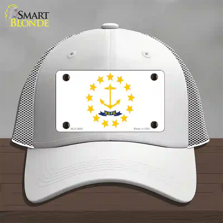 Rhode Island State Flag Novelty License Plate Hat Mesh / White