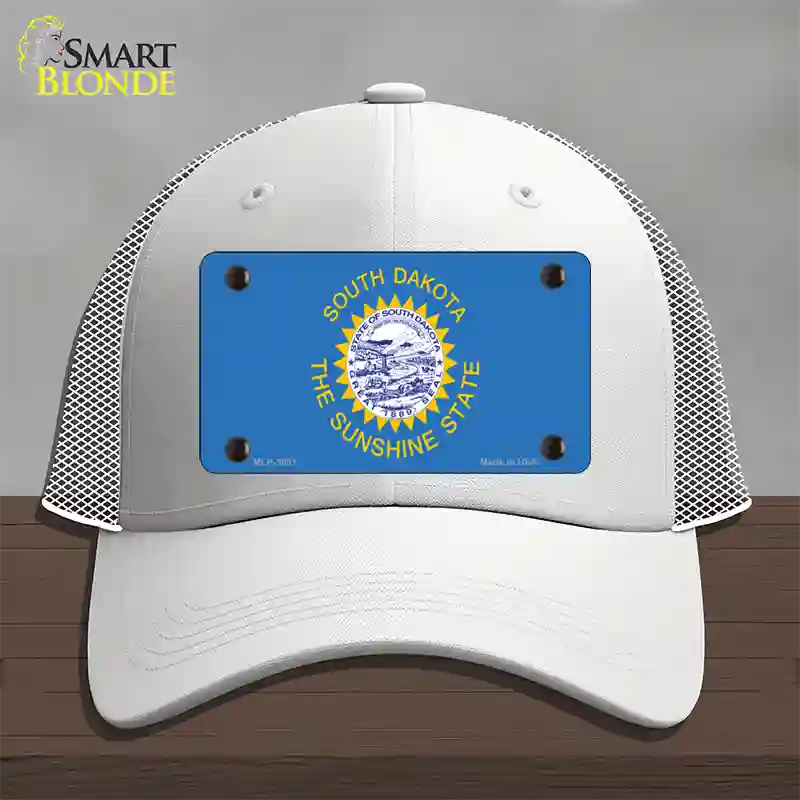 South Dakota State Flag Novelty License Plate Hat Mesh / White