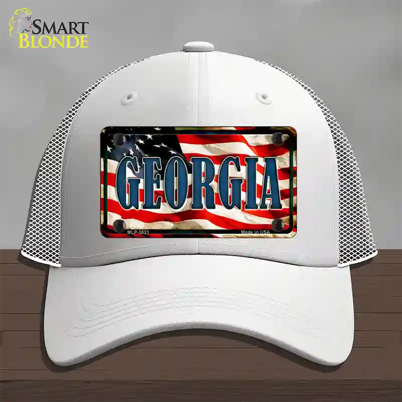 Georgia USA Novelty License Plate Hat Mesh / White