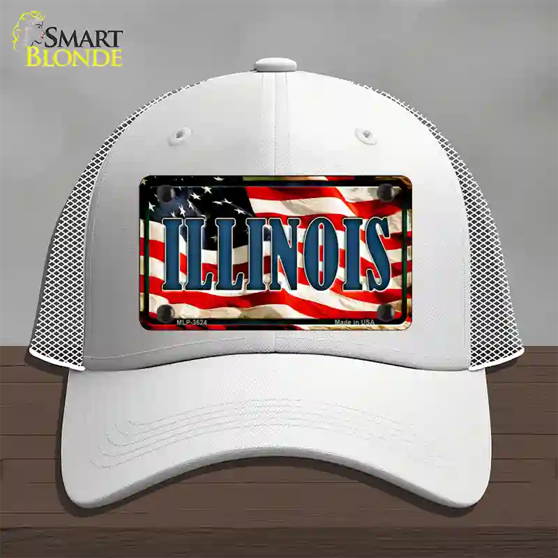 Illinois USA Novelty License Plate Hat Mesh / White