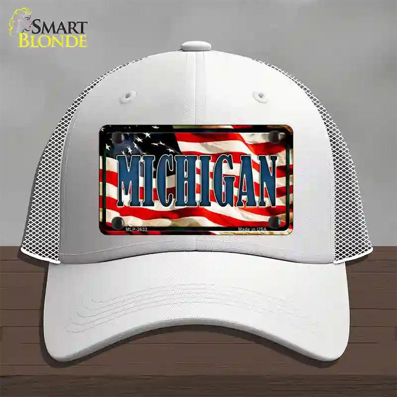 Michigan USA Novelty License Plate Hat Mesh / White