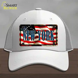 New York USA Novelty License Plate Hat Mesh / White