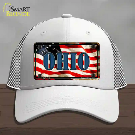 Ohio USA Novelty License Plate Hat Mesh / White