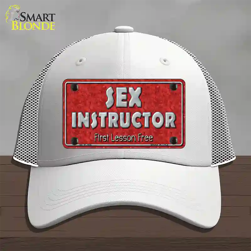 Sex Instructor Novelty License Plate Hat Mesh / White