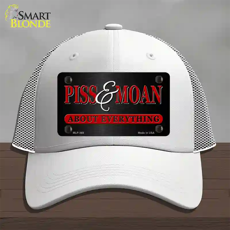 Piss & Moan Novelty License Plate Hat Mesh / White