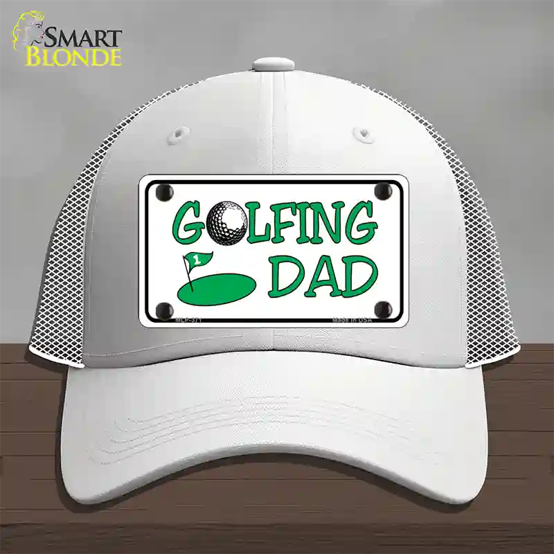 Golfing Dad Novelty License Plate Hat Mesh / White