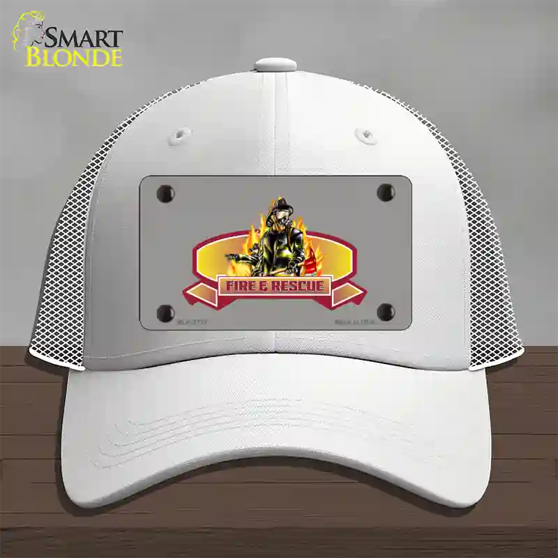 Fire Rescue Novelty License Plate Hat Mesh / White