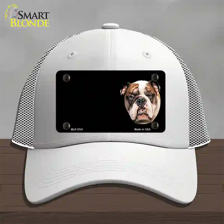 Bull Dog Offset Novelty License Plate Hat Mesh / White