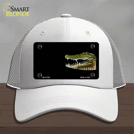 Gator Offset Novelty License Plate Hat Mesh / White