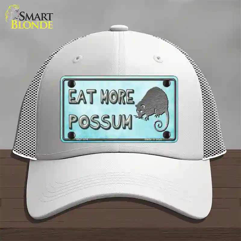 Eat More Possum Novelty License Plate Hat Mesh / White