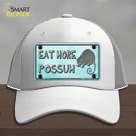 Eat More Possum Novelty License Plate Hat Mesh / White