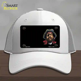 Pirate Offset Novelty License Plate Hat Mesh / White