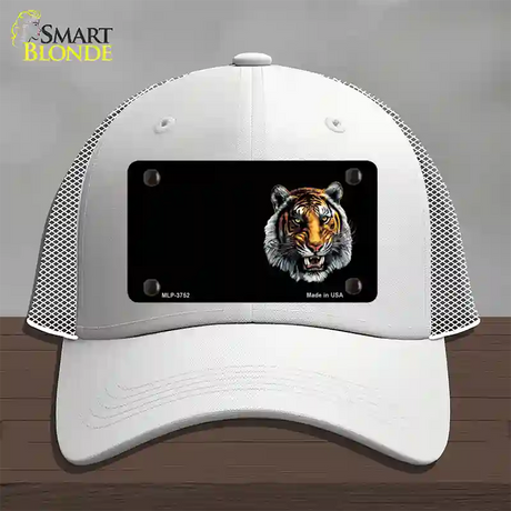 Tiger Offset Novelty License Plate Hat Mesh / White