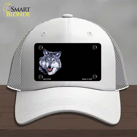 Wolf Offset Novelty License Plate Hat Mesh / White