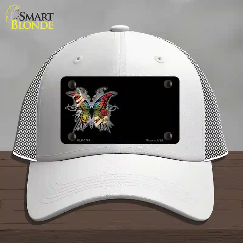 Butterfly Offset Novelty License Plate Hat Mesh / White