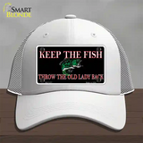 Keep the Fish Novelty License Plate Hat Mesh / White