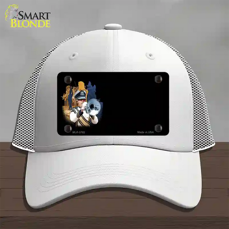 Marching Band Offset Novelty License Plate Hat Mesh / White