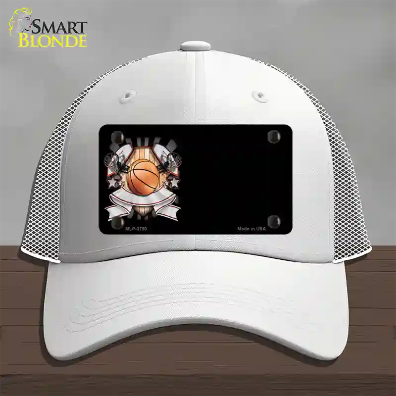 Basketball Banner Offset Novelty License Plate Hat Mesh / White